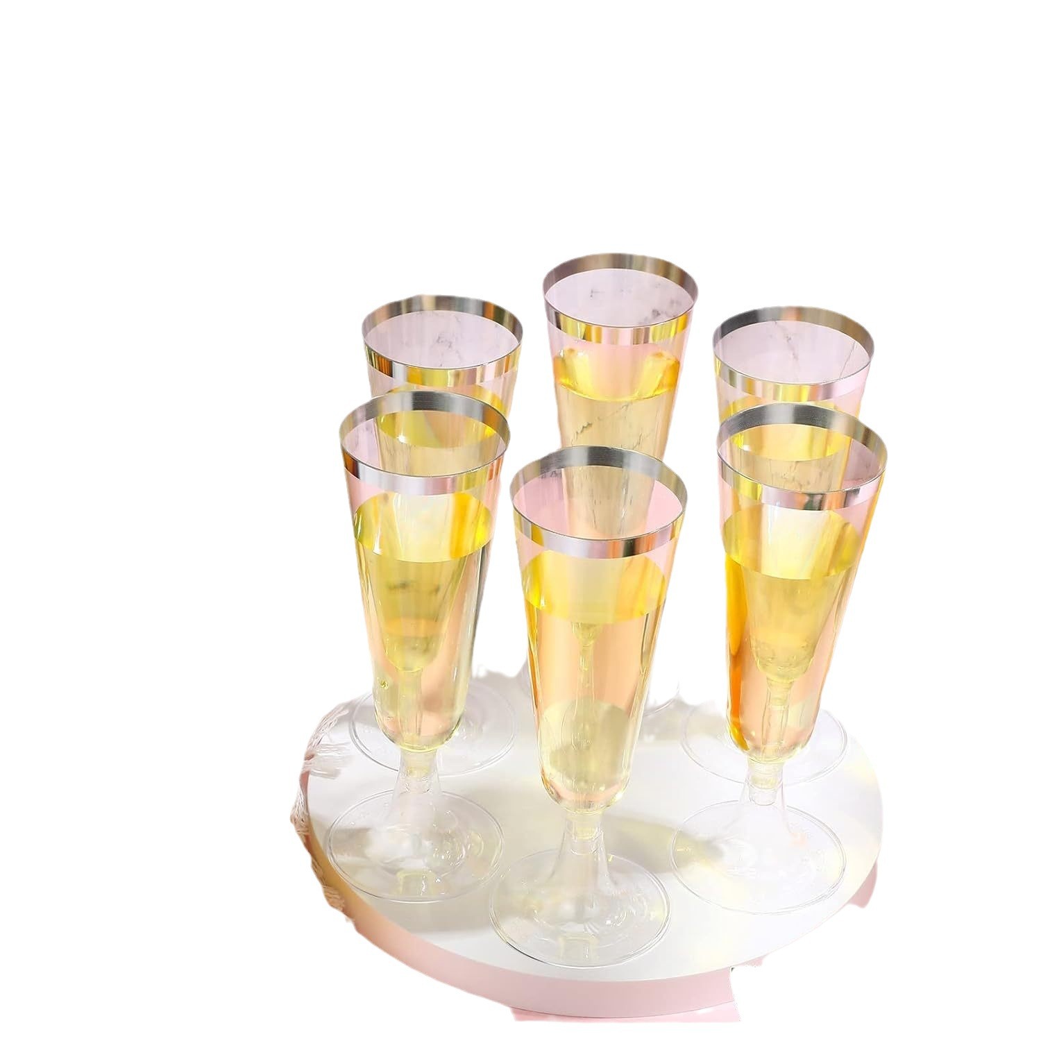 Wholesale 150ML disposable plastic champagne glasses, transparent cocktail glasses, portable picnic and party tall wine glasses Item Picture