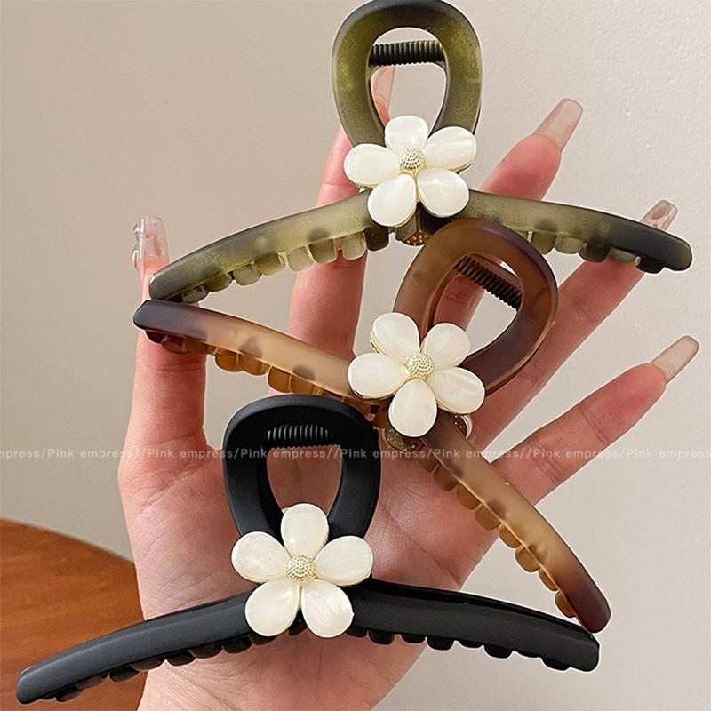 Elegant cat's eye stone flower hair clip, large, high-end, frosted grab hair clip, high-end, exquisite shark clip hair clip full figure
