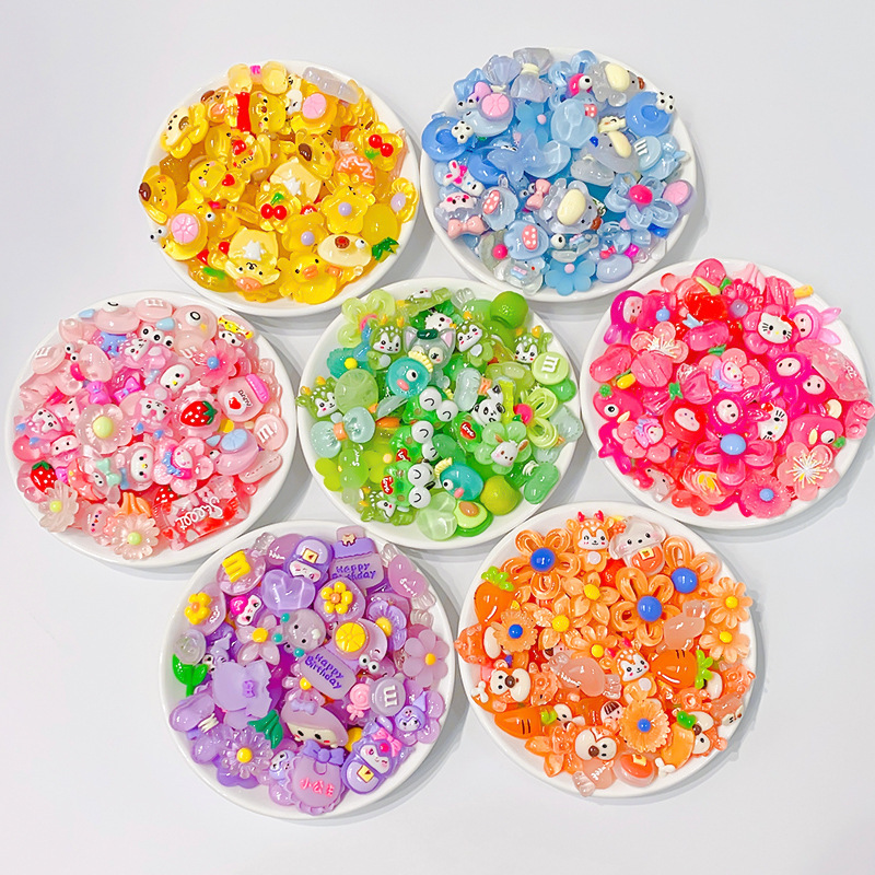 Resin small accessories, ice-transparent mixed diy cream glue accessories, crocs, clothing, hair accessories materials, jewelry accessories details Picture