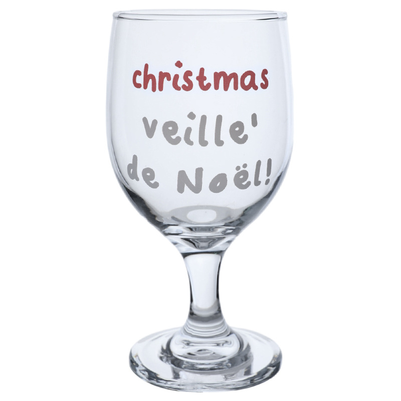 Bolimei Christmas cups, tall glass cups, Christmas atmosphere festive red wine glasses Item Picture