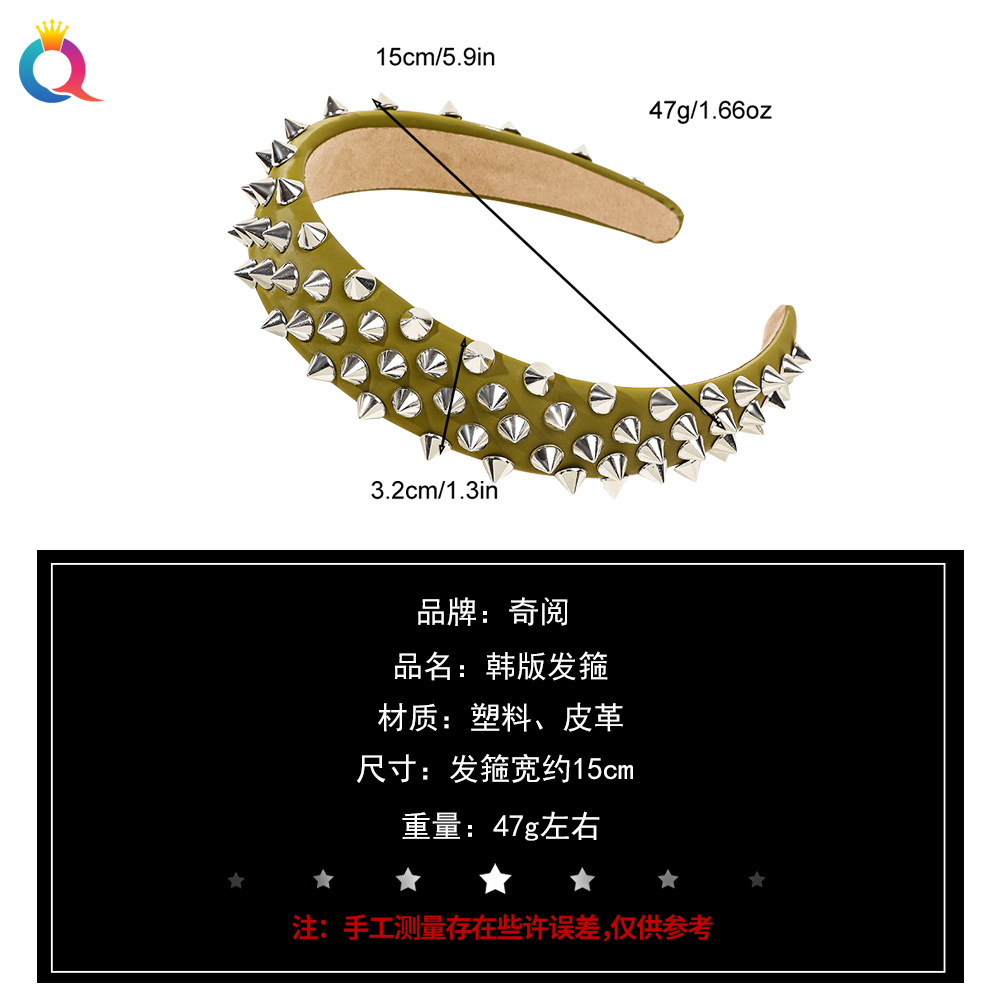 Qiyue European and American retro rivet hair bands, high top leather headbands, high-end face-washing hair hole women's hair accessories wholesale Application Scenario