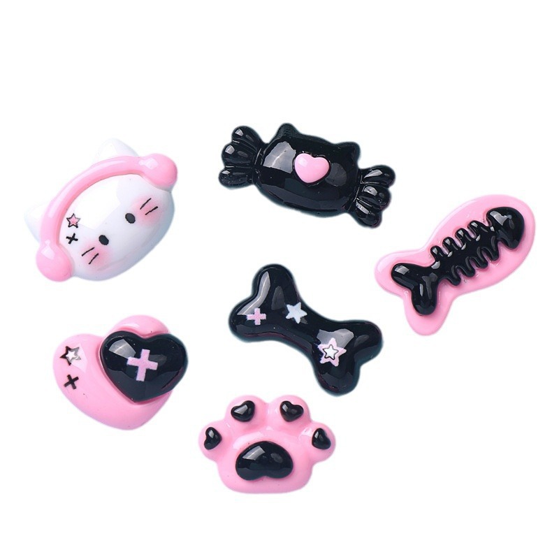 Fish bones, cat PAWS, resin accessories, hair clips, hair accessories, diy accessories, headwear, hair tie accessories, cream glue accessories Item Picture