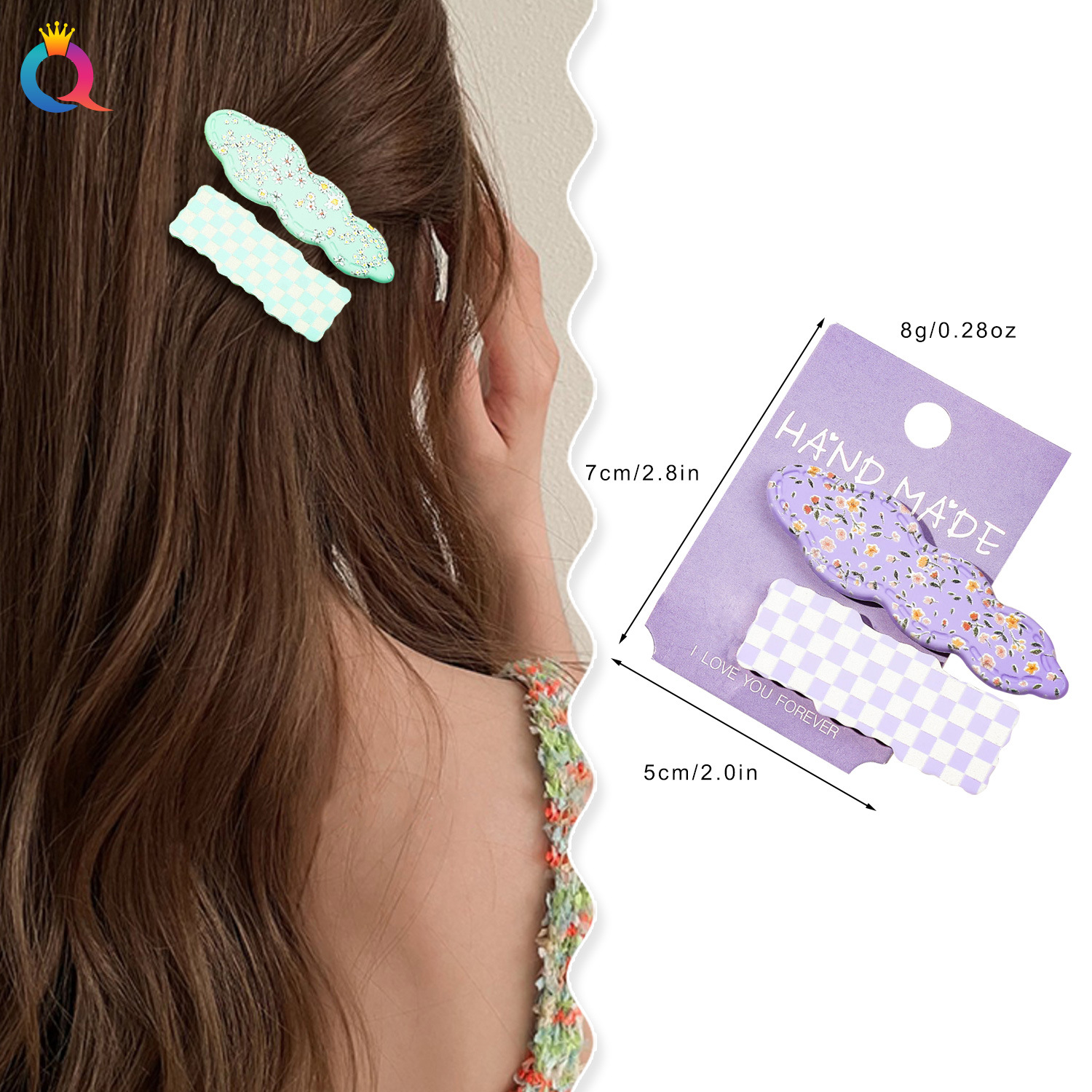 Qiyue colorful hair clips, candy-colored bangs, wavy edge clips, stylish and versatile, duckbill clips, hair accessories and headwear wholesale details Picture