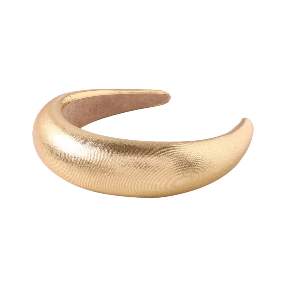 Qiyue's new cross-border leather sponge hair band, fashionable headband, thickened fabric, wide-edge headband and hair accessory B111 Item Picture