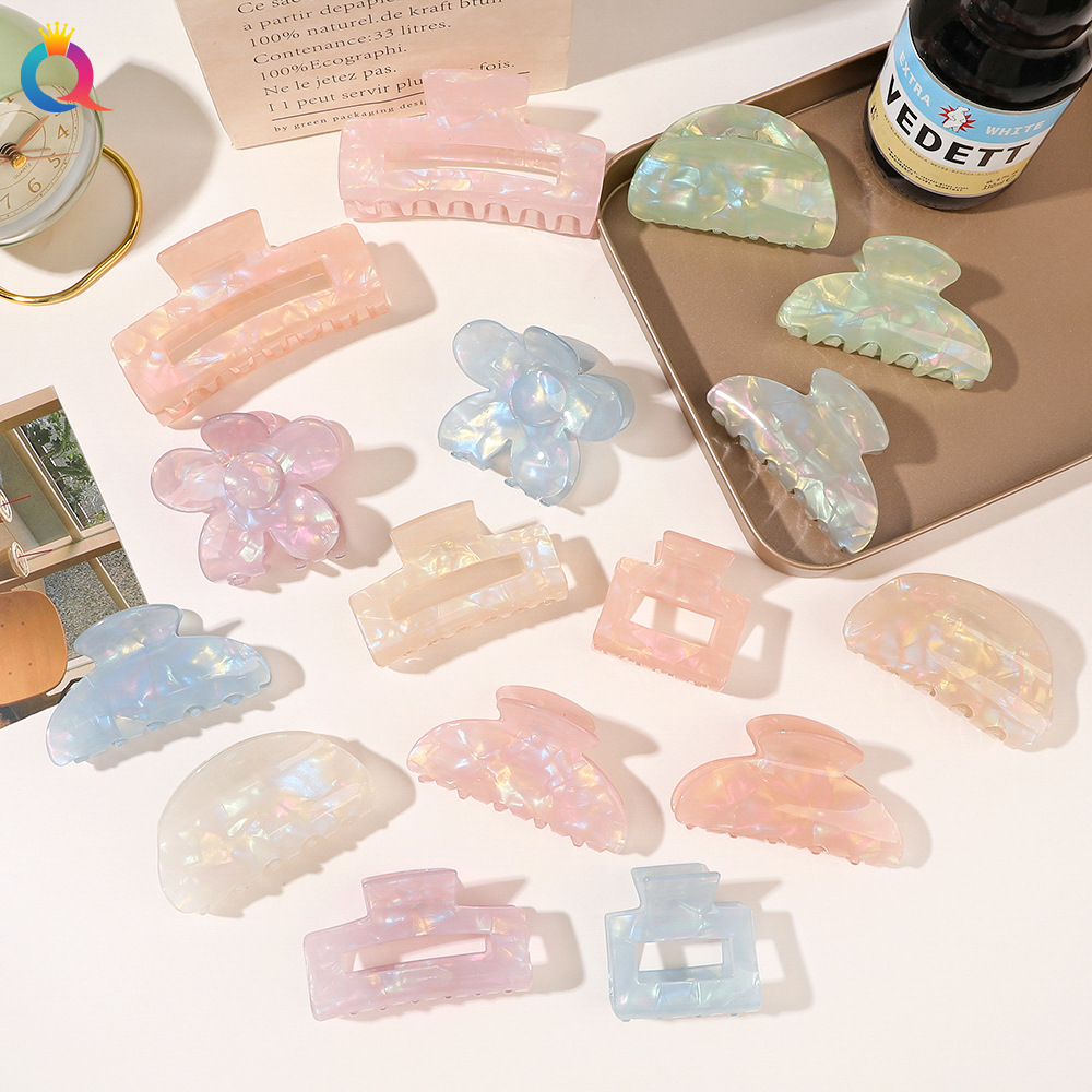 Qiyue Cross-border Fashion PVC hair clips with a high-end feel, shark clips, acrylic grabbers, and wholesale hair styling accessories full figure