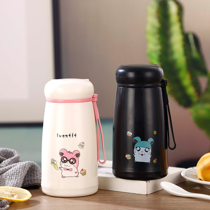 Creative and cute little hamster glass cups, new gift water cups, double-layer plastic shell cups, ground promotion and lead generation, small gift distribution details Picture