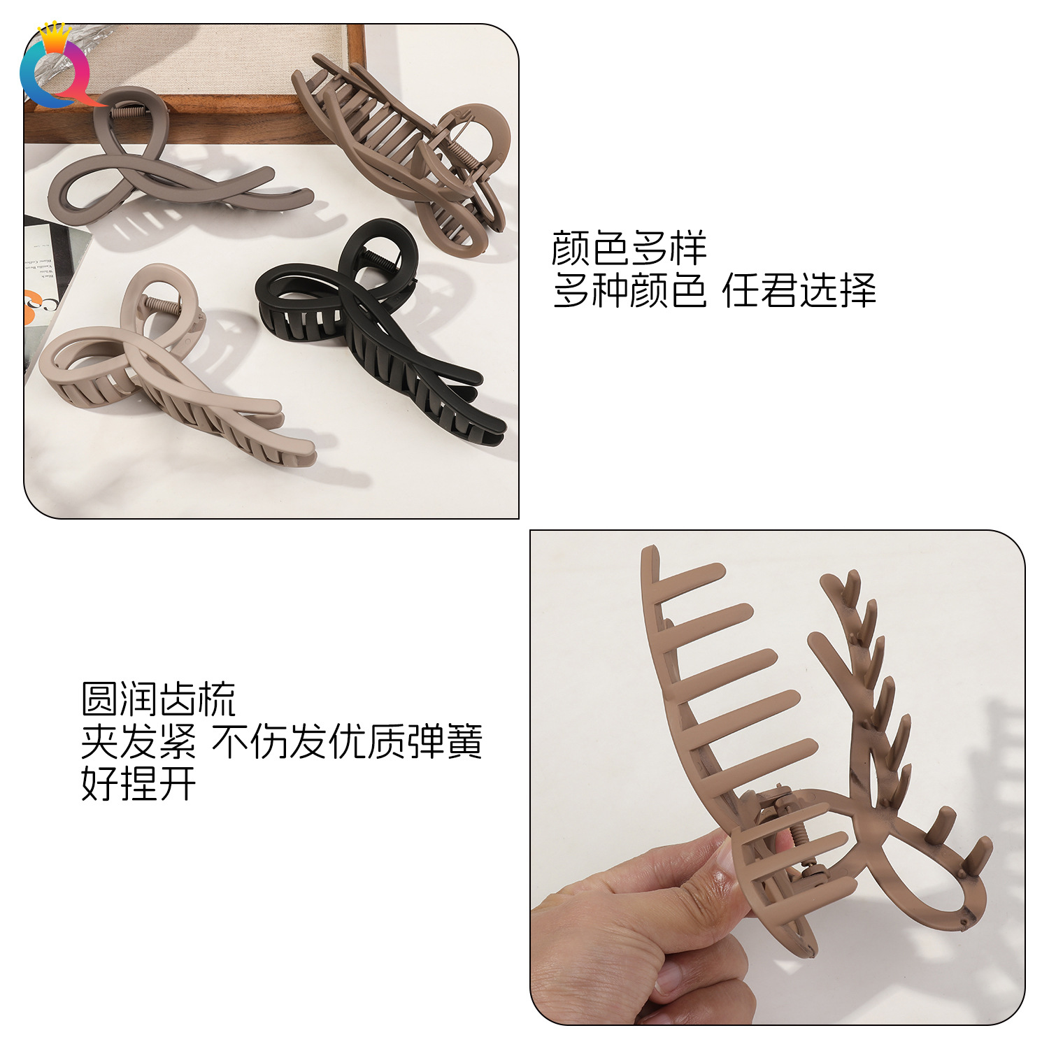 Qiyue Cross-border frosted PC bow hair clip, simple updo hair clip, women's high-end shark clip hair accessory wholesale Specification drawing