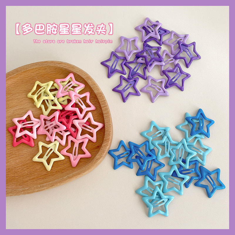 Dopamine hair clips, children's bangs hair clippers, colorful ins five-pointed star BB clips, y2k star hair clips full figure