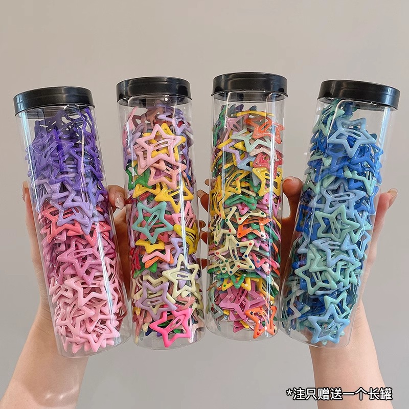 y2k Star Dopamine Hair Clip, Sweet and Cool five-pointed star bb clip, Korean style, ins side bangs hair clip and hair accessory full figure