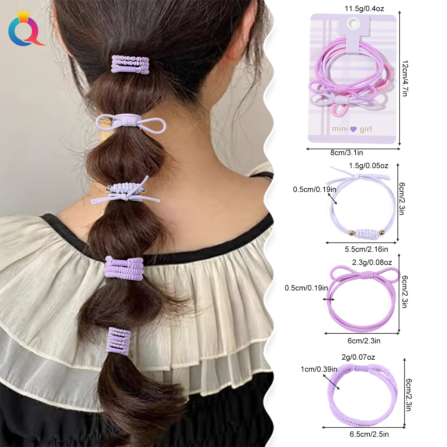 Qiyue Dopamine Colorful Rubber Band Women's 2025 Early Spring New Style Hair Tie does not damage hair, simple hair band headwear Application Scenario