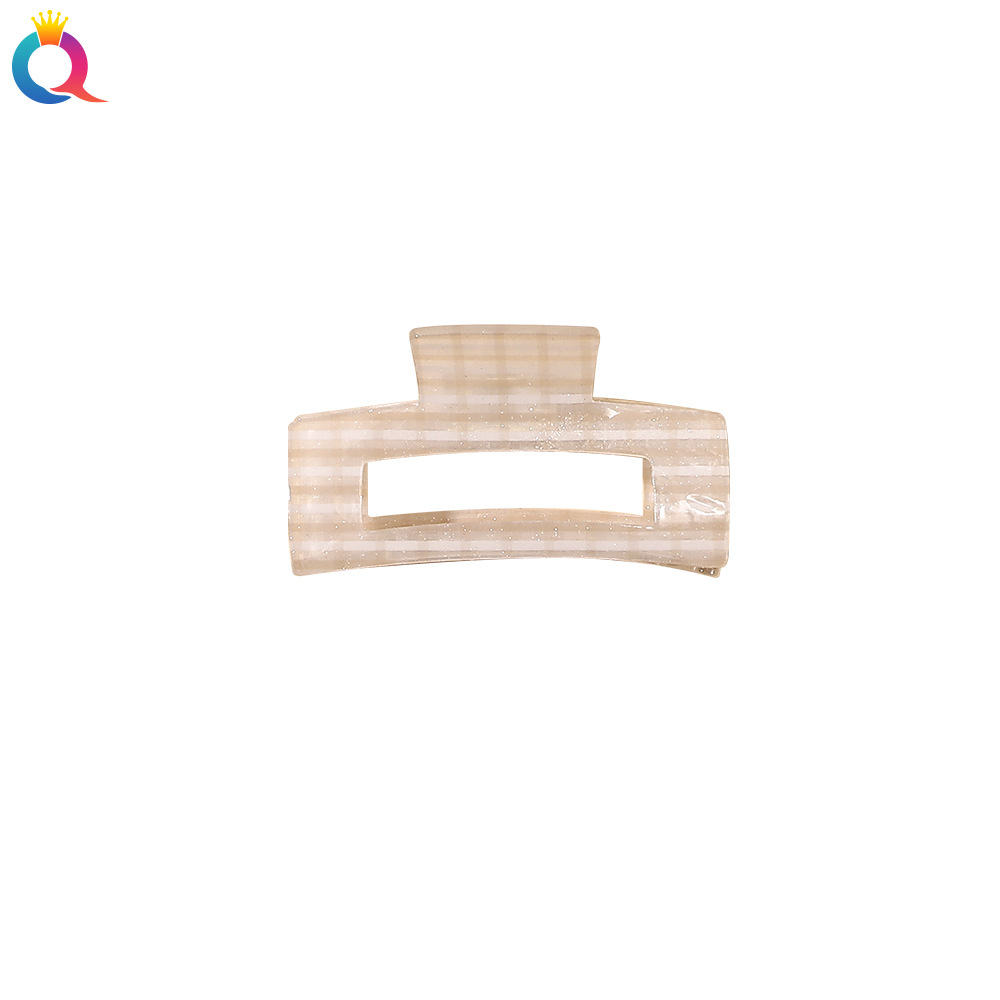 Qiyue Korean version acetate checkered hair clips, versatile and retro for going out, back of the head updo, top clip, shark clip Item Picture