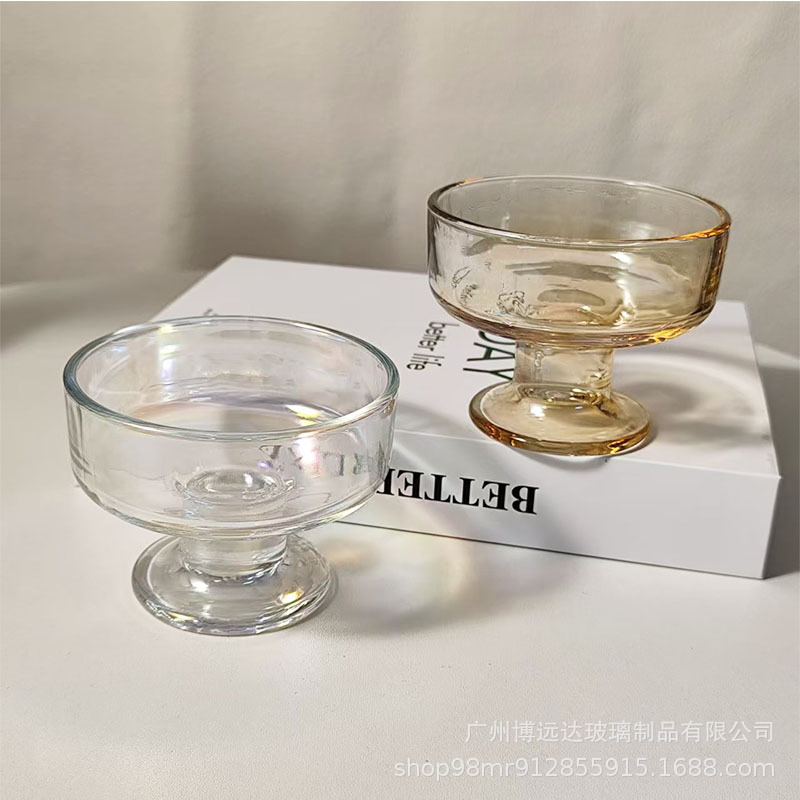 Ins-style ice cream ball cup, glass yogurt bowl, high-legged dessert bowl, high appearance level, ice cream milkshake pudding, mousse cup Application Scenario