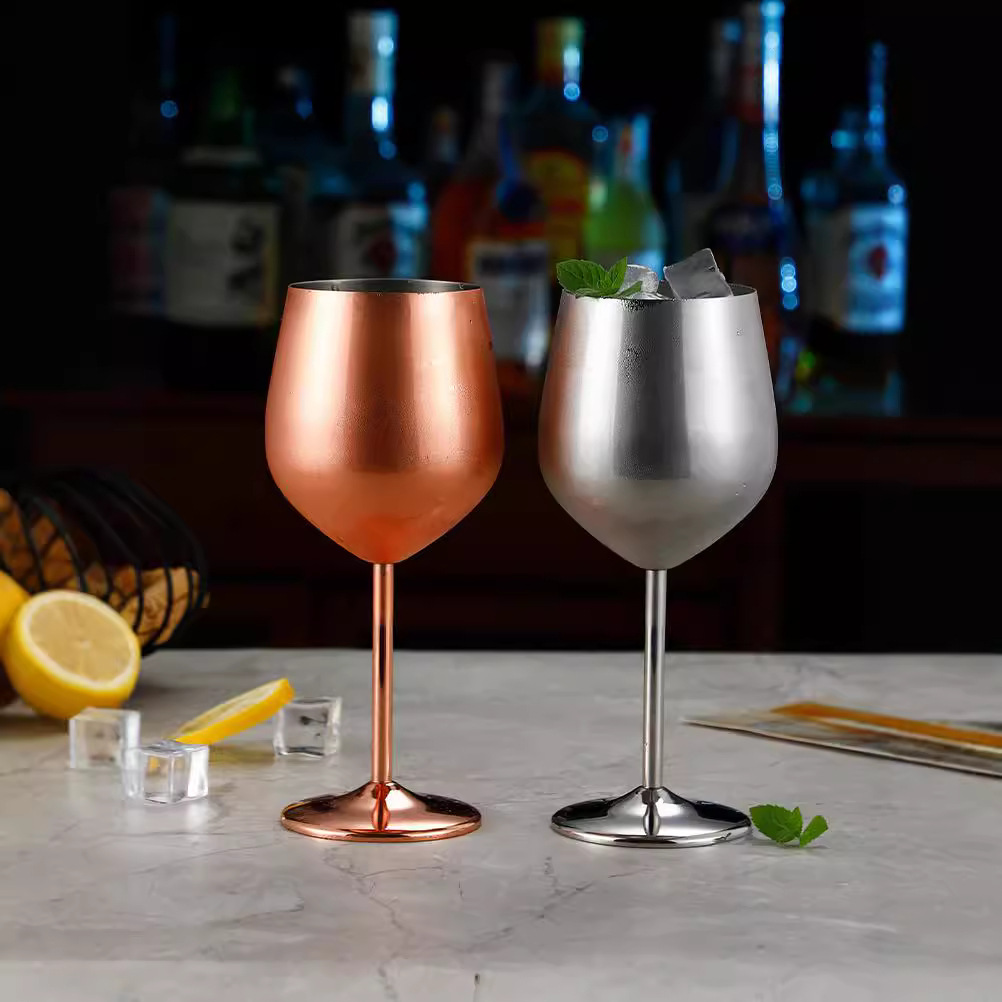 Cross-border best-selling stainless steel wine glasses, bar creative tall glasses, metal cocktails, champagne glasses, and durable wine glasses Application Scenario