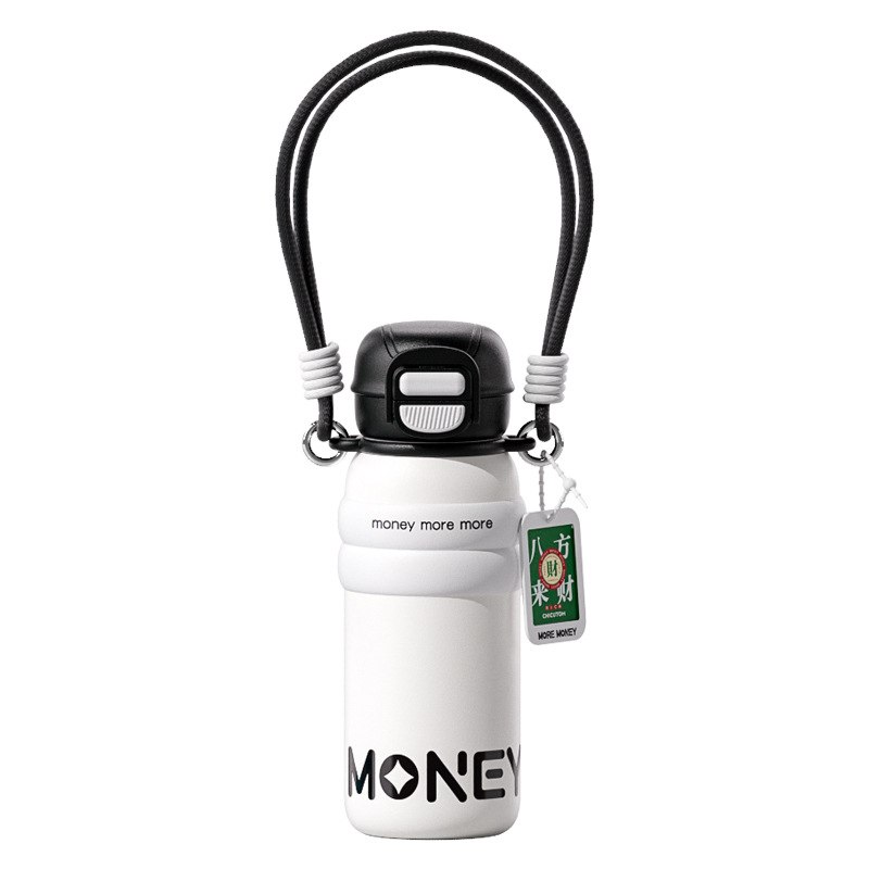 New Fa CAI 316 stainless steel insulated cup, girls' high school appearance level water cup with handle rope, student large-capacity sports cup Item Picture