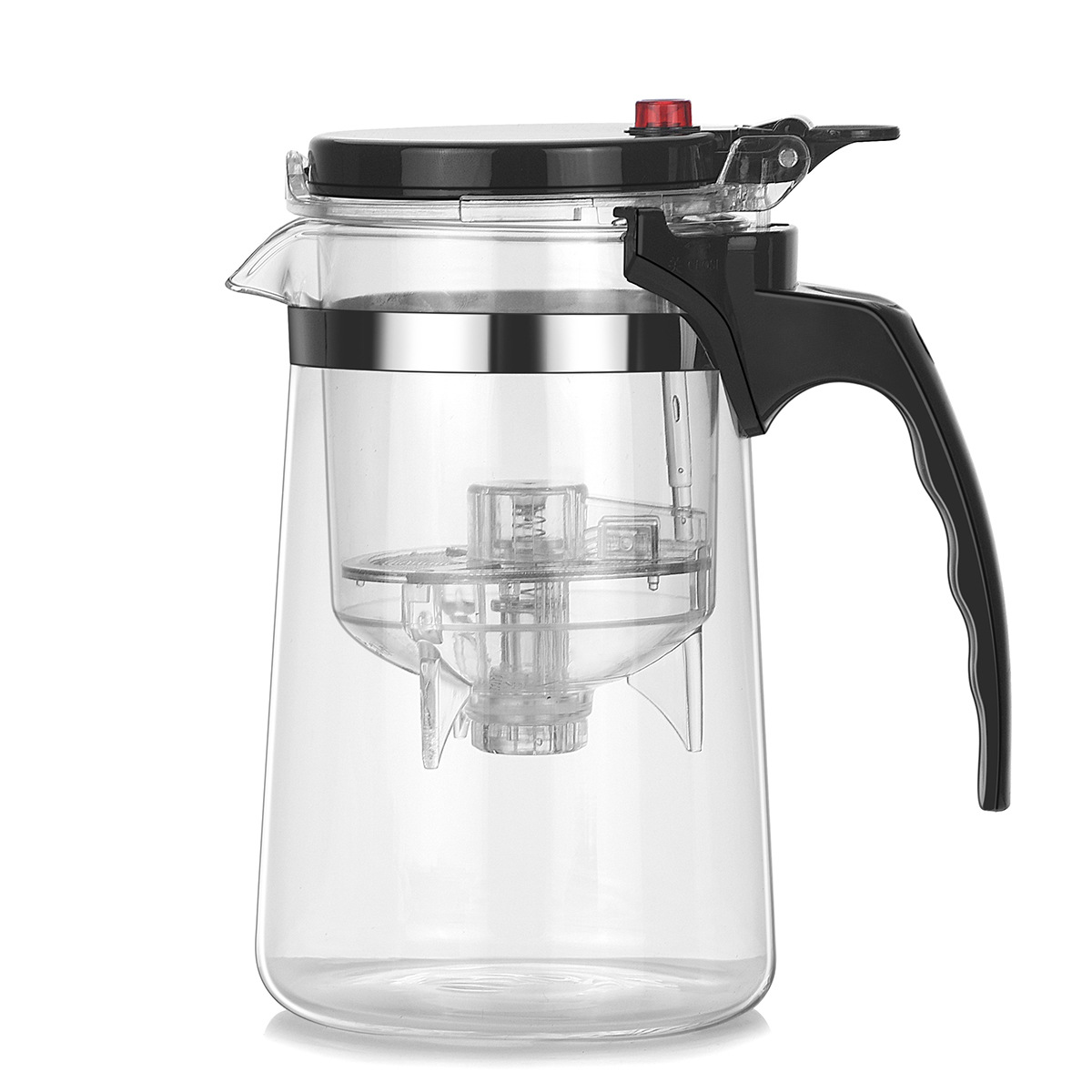 High borosilicate heat-resistant glass teapot, tea-water separation flowing cup, office glass teapot, transparent flower teapot Item Picture