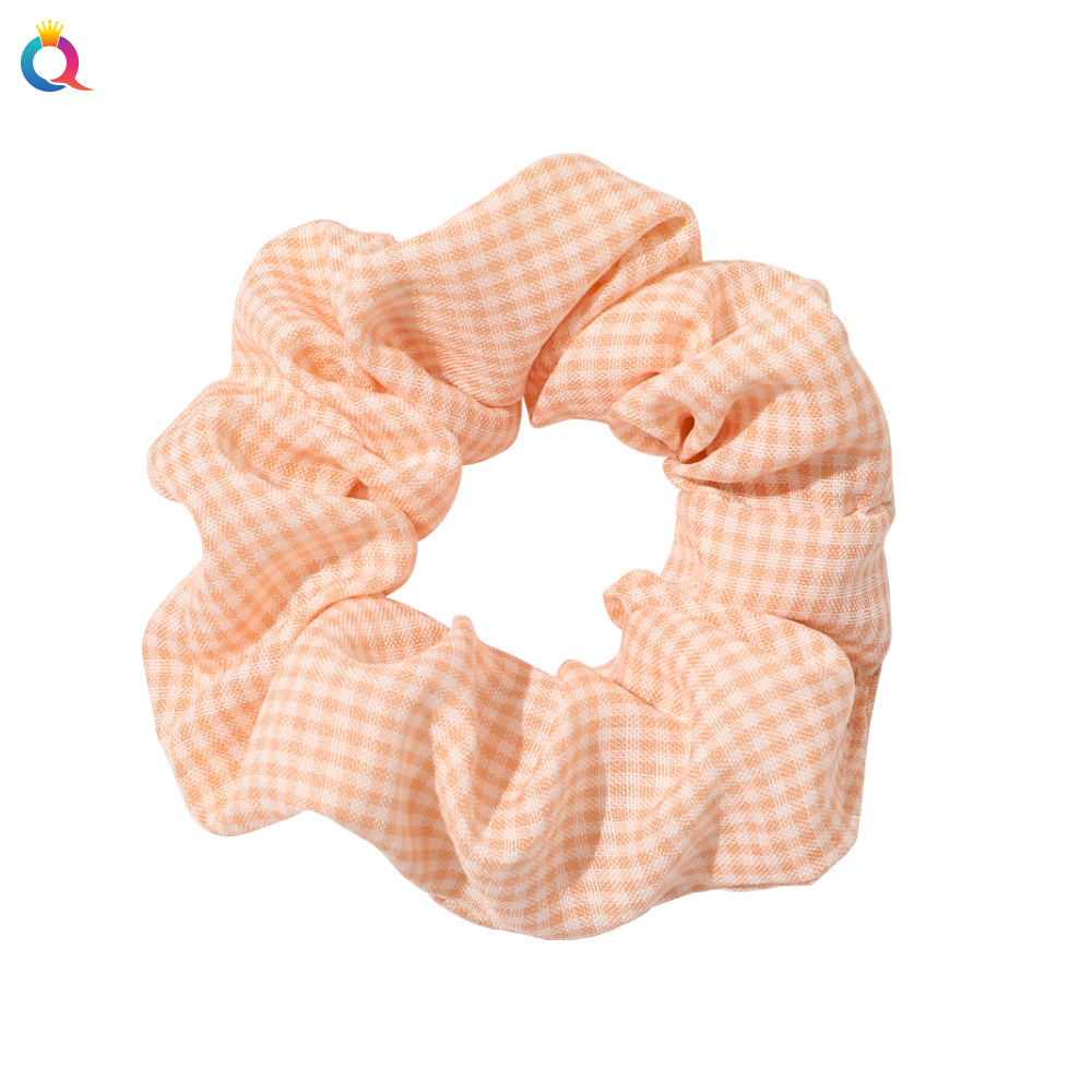 Qiyuesen series College style fabric checkered hair tie, popular bun hair tie, ponytail hair tie, large intestine circle hair accessory Item Picture