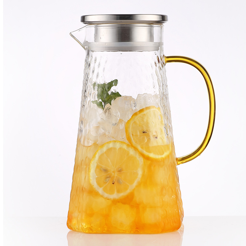 Japanese-style hammered high borosilicate glass teapot, heat-resistant brewing teapot, cold water teapot, large-capacity juice teapot, tie-in teapot, household use Item Picture