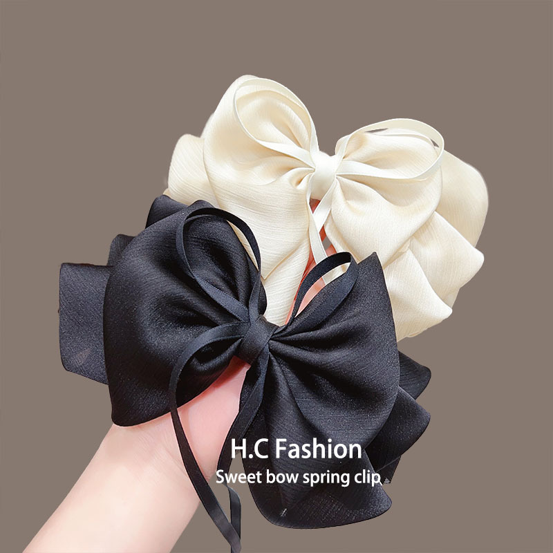 French gentle and elegant bow, ribbon, spring clip, children's face, small back of the head, hairpin, grappling clip, hairpin headwear details Picture