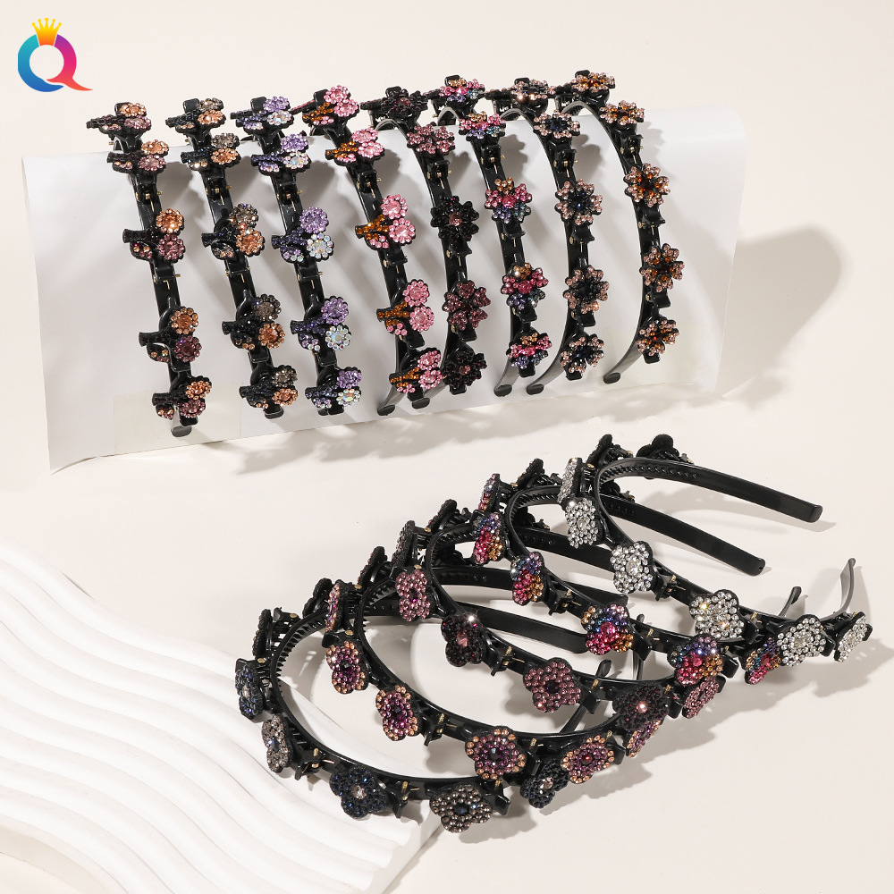 Qiyue Cross-border Women's braided hair clips, braided hair bands, hair breaking tools, side clips, bangs clips, headbands wholesale details Picture
