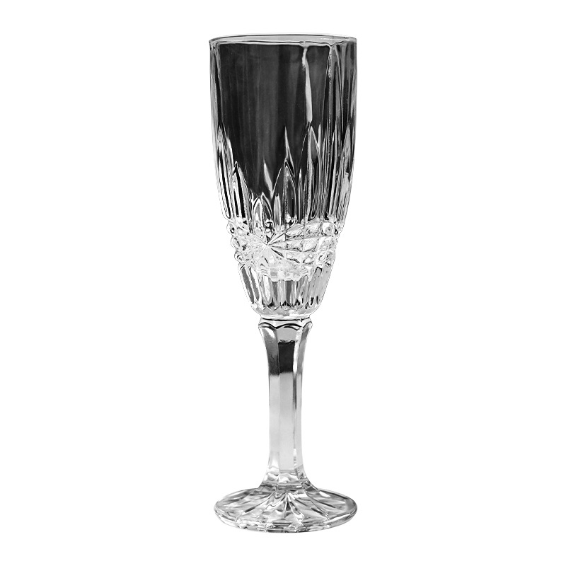 European-style embossed champagne glass, engraved high-footed wine glass, home banquet sparkling wine, high-end glass, trendy Item Picture