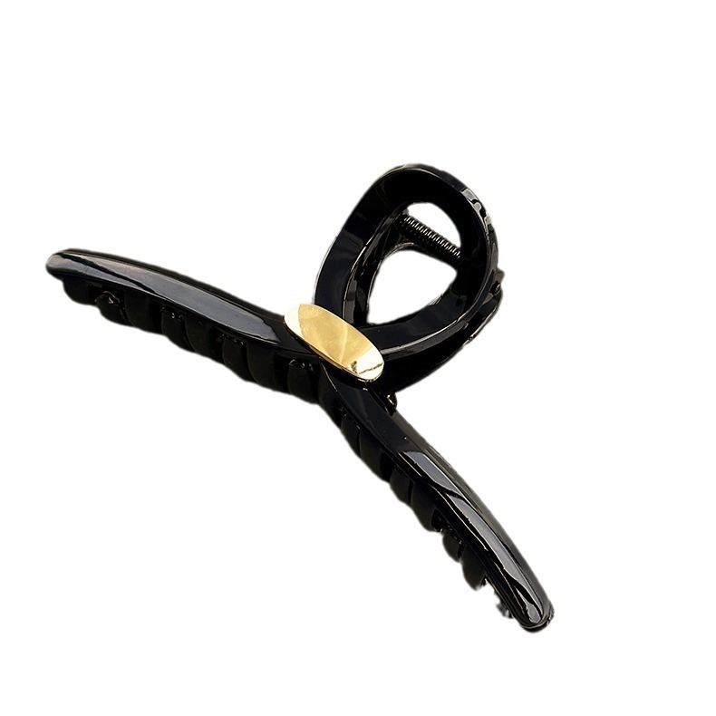New Spring/Summer 2025 Grabber women's Instagram-style high-end black gold acrylic hair clip, large updo shark clip Item Picture