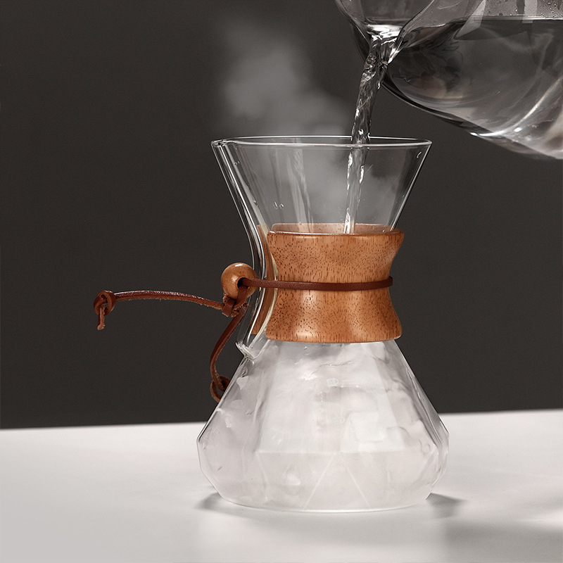Hand-brewed coffee pot, heat-resistant glass sharing pot, cross-border coffee set with filter, cold brew hand-brewed pot Specification drawing