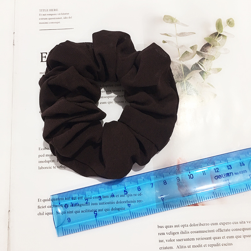 Qiyue Cross-border Large Intestine Ring, simple solid color fabric chiffon, Korean linen large Intestine Hair ring, chiffon head ring, Korean version hair accessory Specification drawing