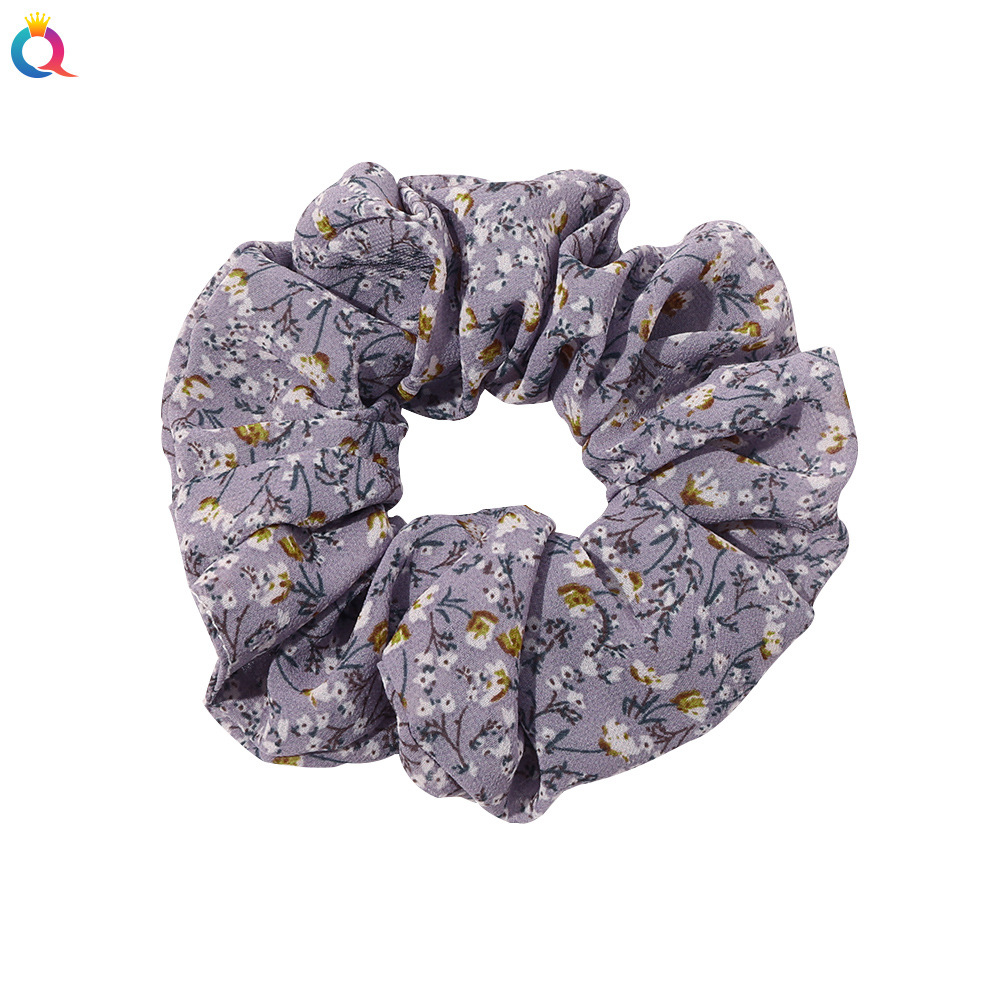 Qiyue's popular and fresh fabric floral small intestine hair band spring and summer chiffon bun hair band, hair rope and hair accessory Item Picture