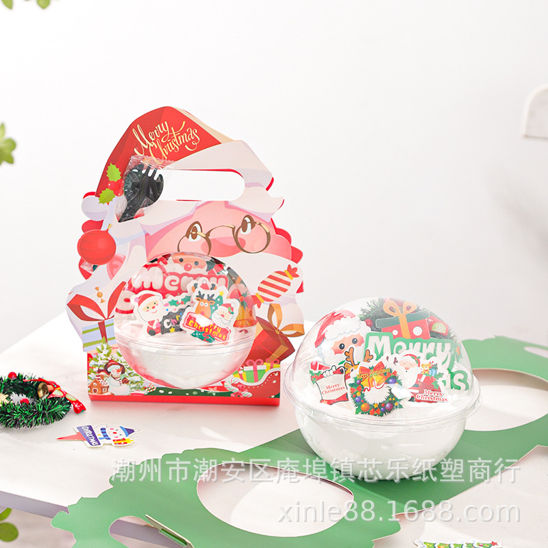 Christmas cake box, hand-held mousse ball, popular round ball, transparent snack baking packaging box, peace fruit packaging box Item Picture