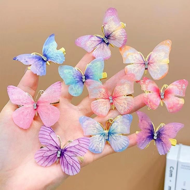 Super fairy-like three-dimensional butterfly hair clips, children's Hanfu clothing, ancient-style hair accessories, girls' side clips, hair clips, Children's Day hair clips Application Scenario