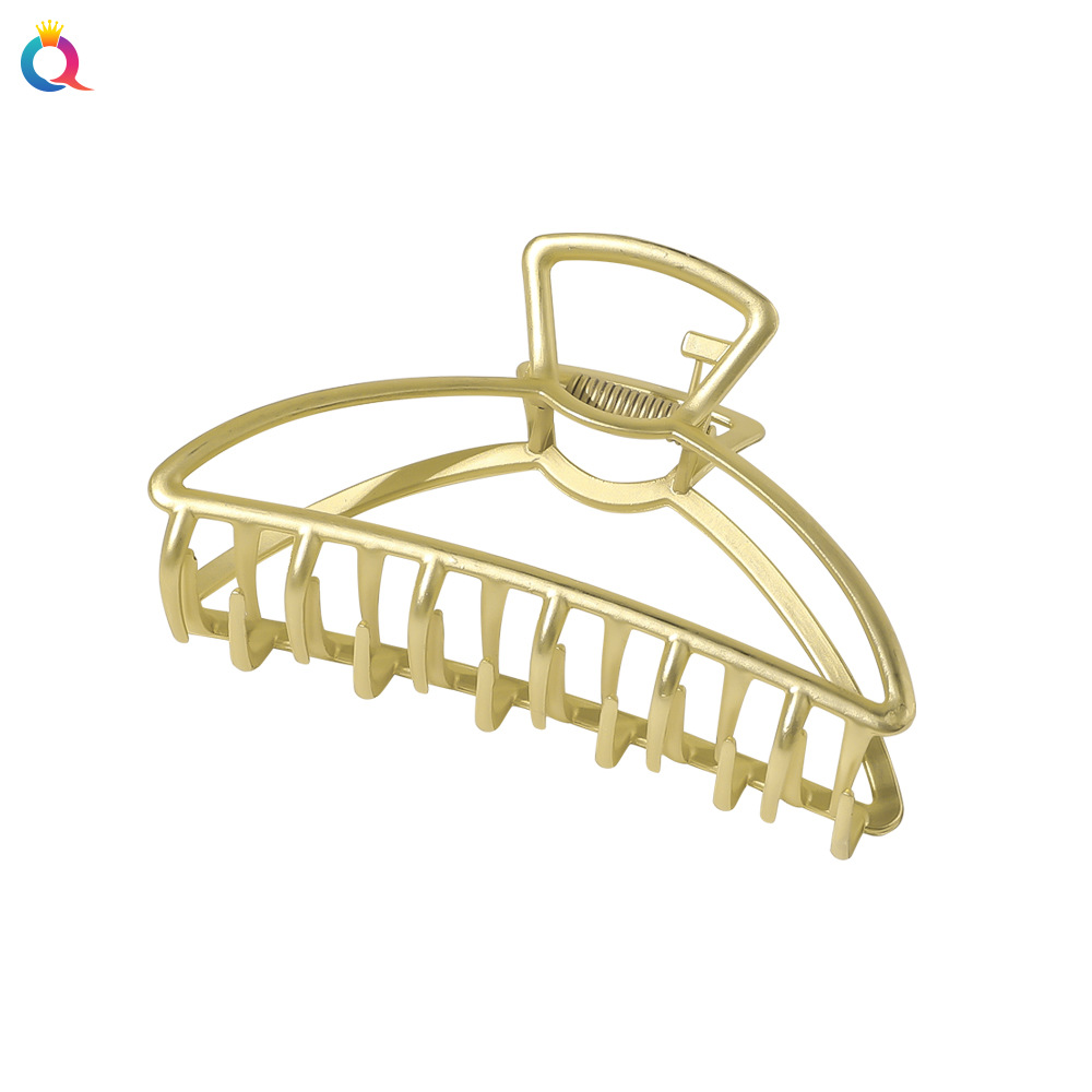 Qiyue European and American cross-border retro alloy hair clips, simple bath hair clips, matte gold top clips, hair accessories wholesale Item Picture