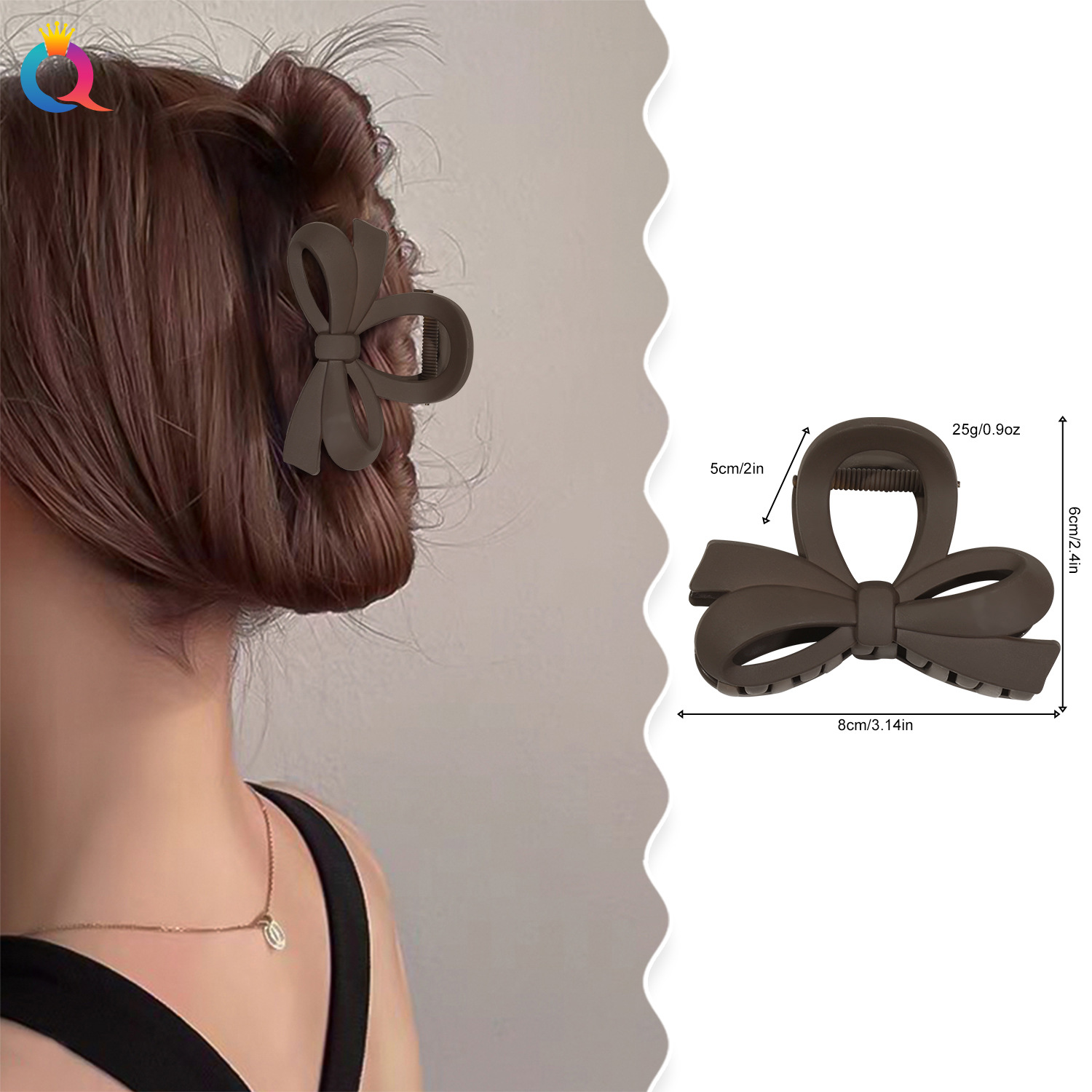 Qiyue Cross-border Bow Clip, high-end hairpin at the back of the head, shark clip, updo, elegant clip, hair accessory wholesale details Picture