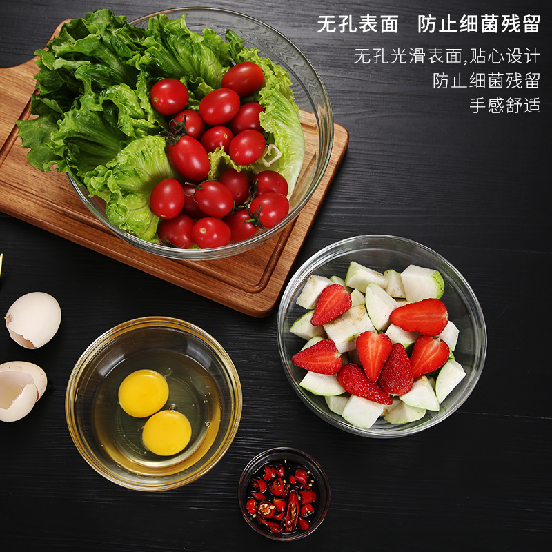 Transparent glass bowl, home dessert, fruit salad bowl, soup bowl, creative small tableware for eating, hammer-patterned round bowl details Picture