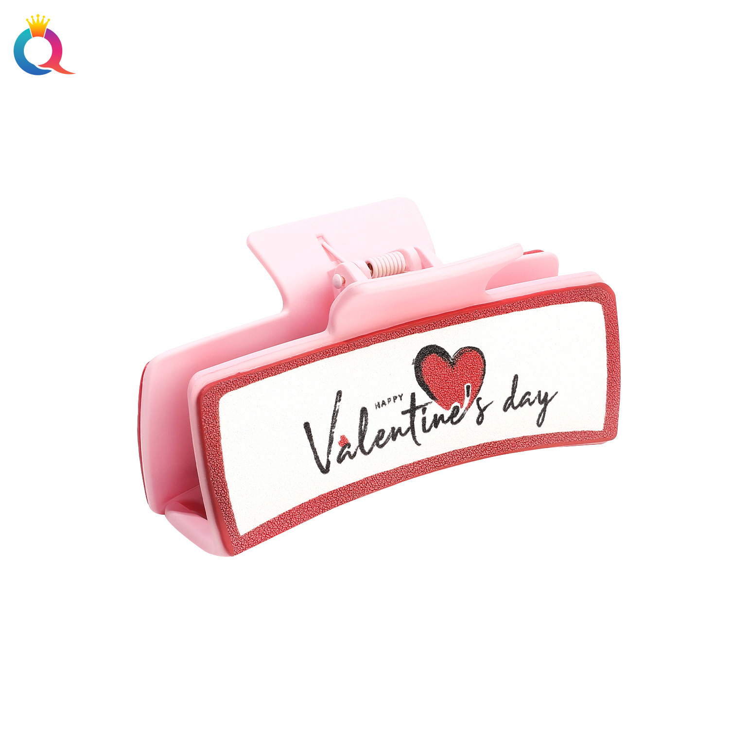 Qiyue Cross-border PU Shark Clip, Leather hair clip, Valentine's Day Amazon hair accessory, Pink clip, updo, hair clamp wholesale Item Picture