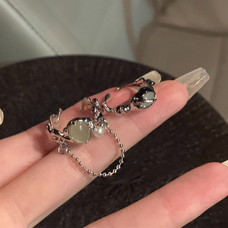 New Chinese-style cascading chain tassel pendant ring for women on Instagram, a niche and cold style high-end ring, trendy and cool Specification drawing