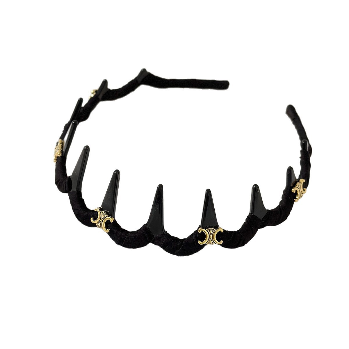 High-end Arc de Triomphe black headband with teeth, anti-slip, women's summer daily wear headband headwear 2025 new style Item Picture