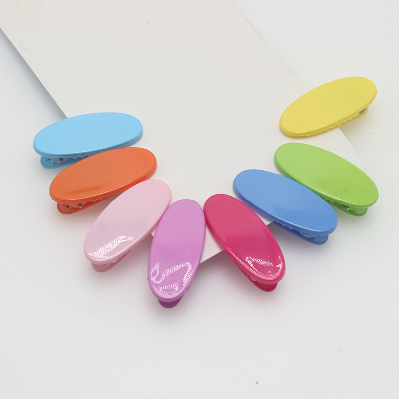 Candy-colored oval duckbill clips for babies, macaron-colored edge clips for broken bangs, cute children's hair clips details Picture
