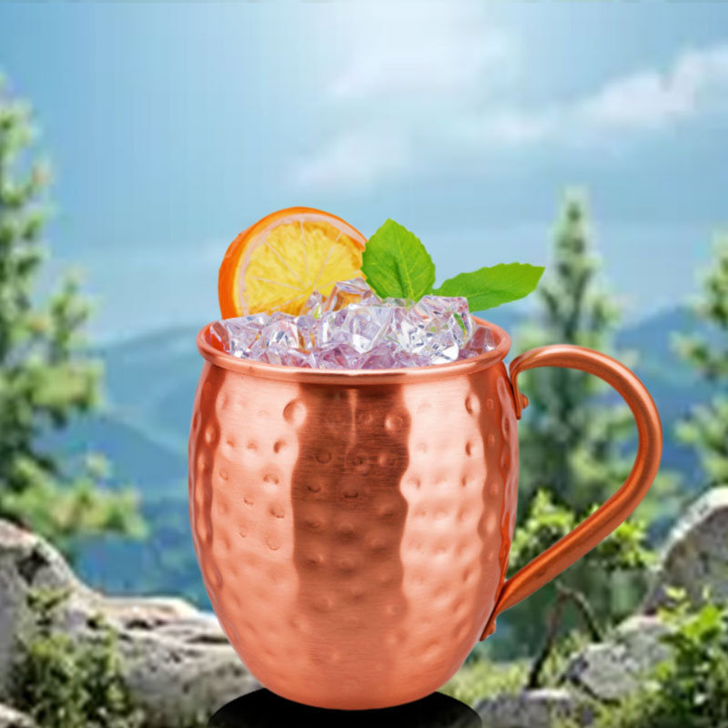 Cross-border best-selling pure copper cup series 550ml hammered cocktail cup Moscow Mule Cup bar wine set Specification drawing