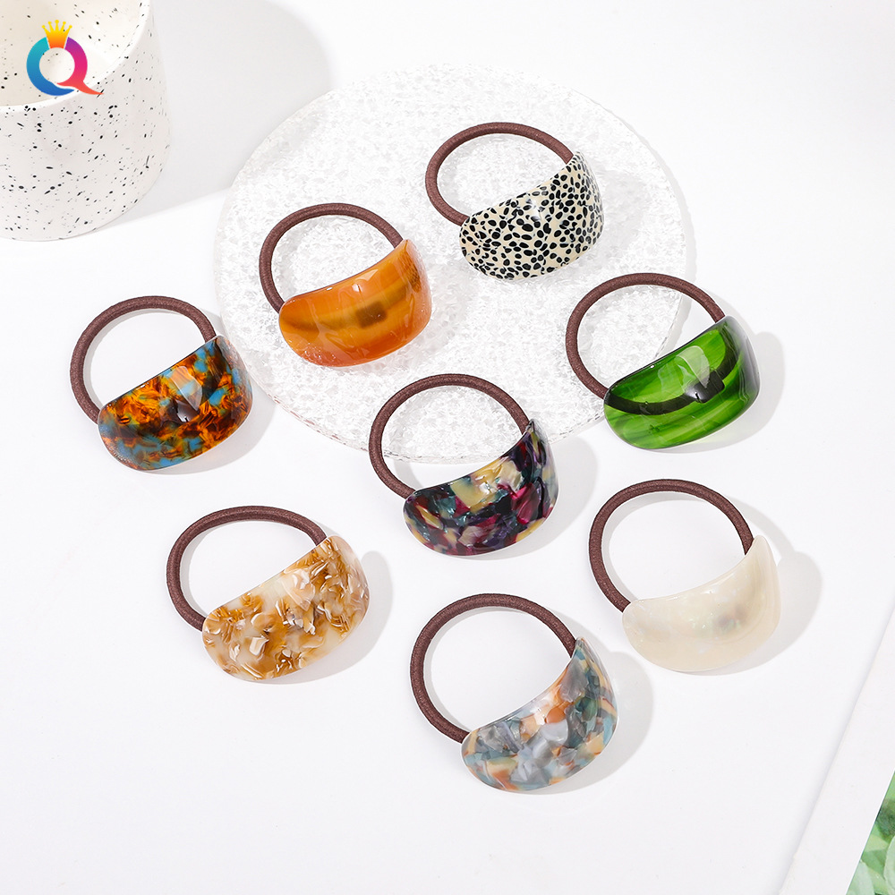 Qiyue Amazon Cross-border acetic acid hair Tie ponytail versatile, elegant hair tie durable, high-end look, hair tie elastic band Specification drawing