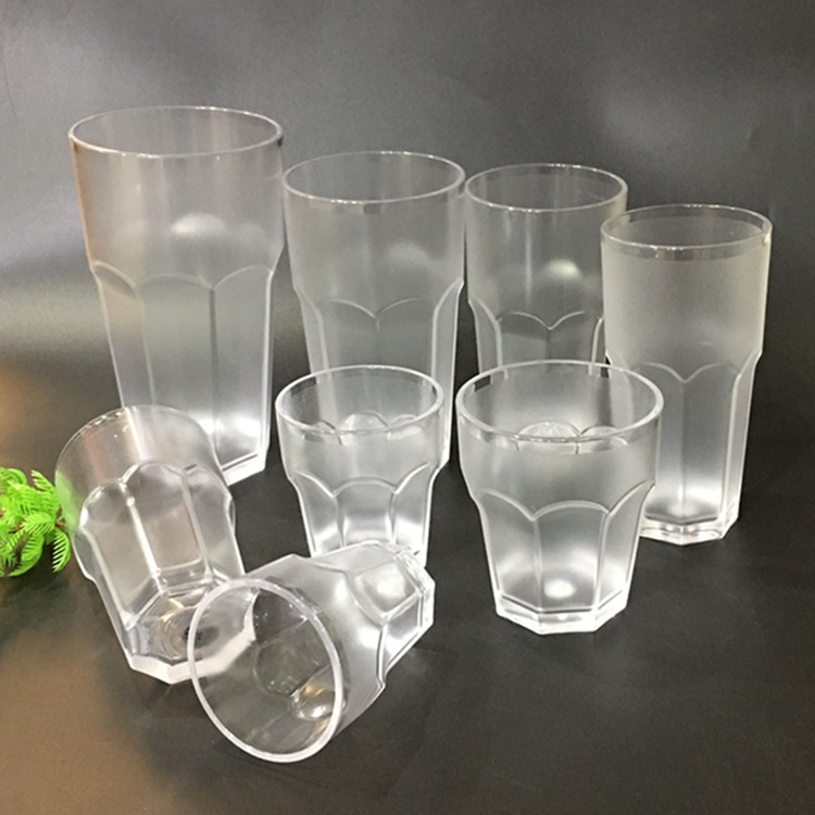 New frosted PC acrylic plastic octagonal water cup, shockproof transparent beer mug, juice drink cup full figure
