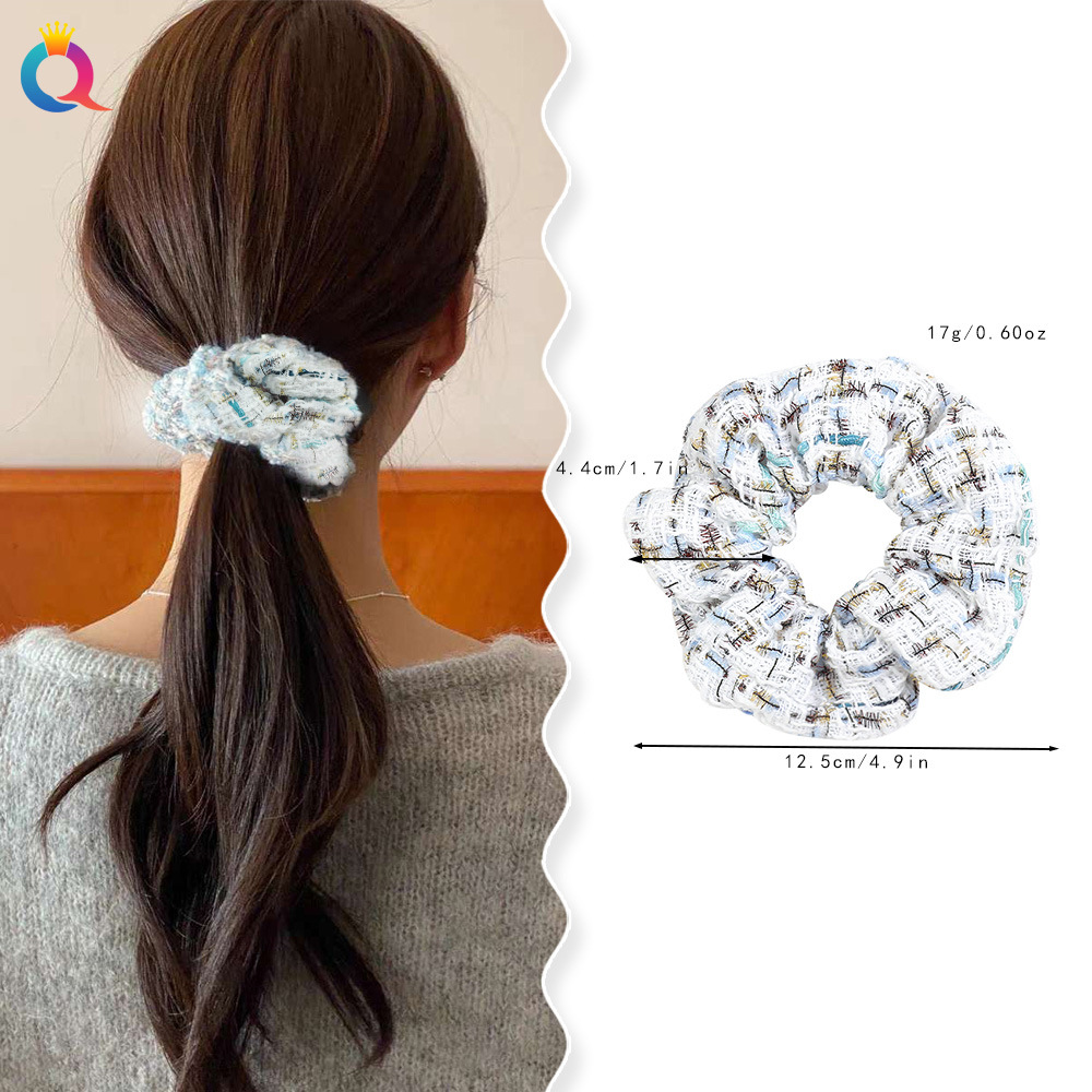 Qiyue Cross-border Small Fragrance Large Intestine Hair Band, women's high-end retro hair tie, elegant hair tie and hair accessory wholesale details Picture