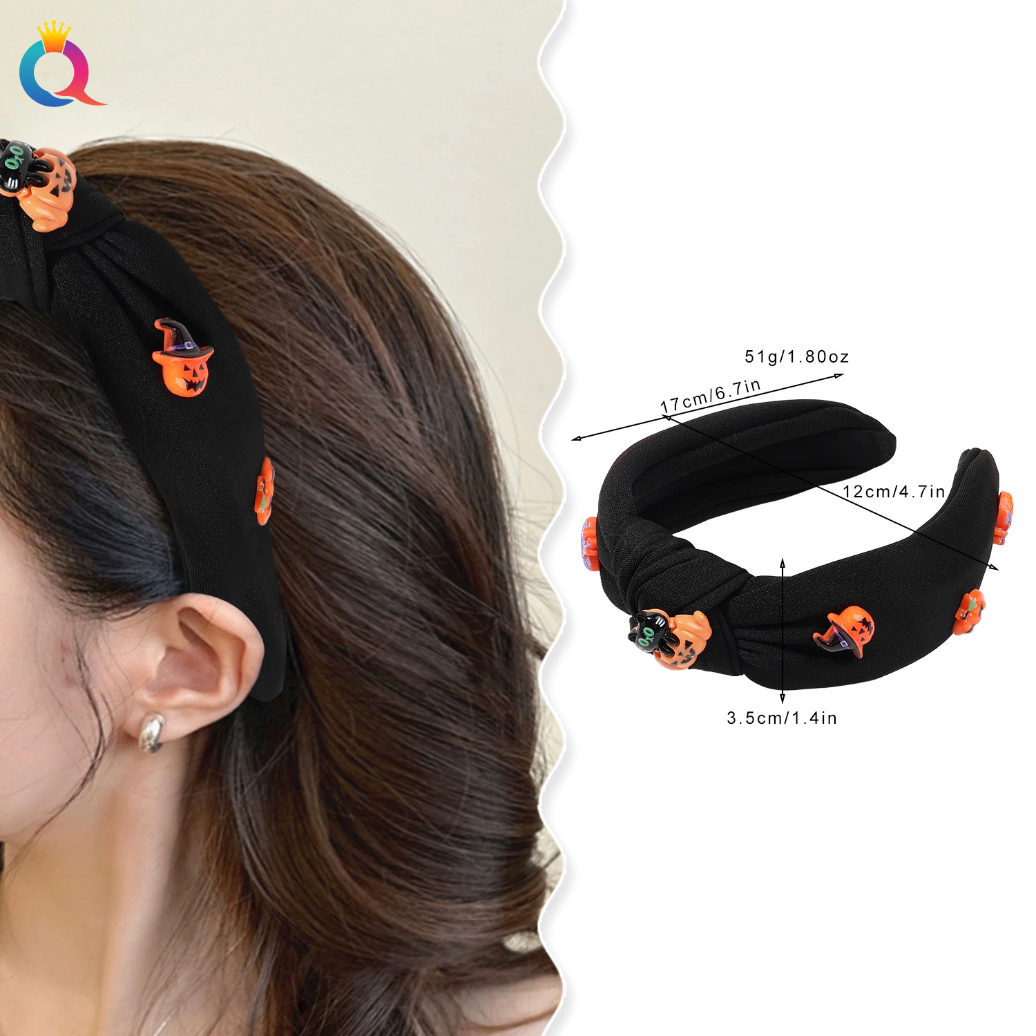 Qiyue Cross-border Halloween Ghost Pumpkin Hairband, Terrifying Headband, High Skull top, Long Hair, Skull Hair Hole, Hair Accessory wholesale details Picture