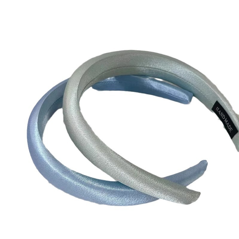 Korean style simple satin colorful fine sponge hair band, high-end and elegant, high head top facial cleansing headband, multi-color hair clip Item Picture
