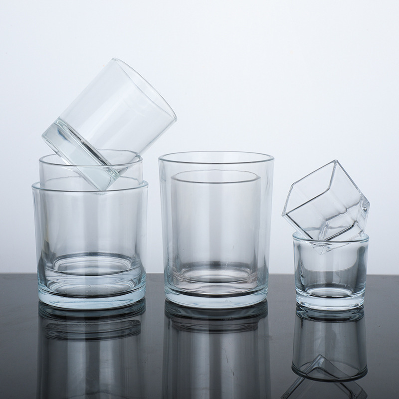 Wholesale scented glass cups, thickened transparent and simple candlesticks, homemade candle cups, household candle glass containers, empty cups details Picture