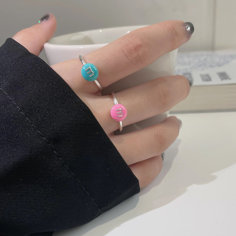 Sweet and cool Enamel m Bean Fun Open Ring, a new fashionable, casual and personalized index finger ring in a fresh and innocent style for women full figure