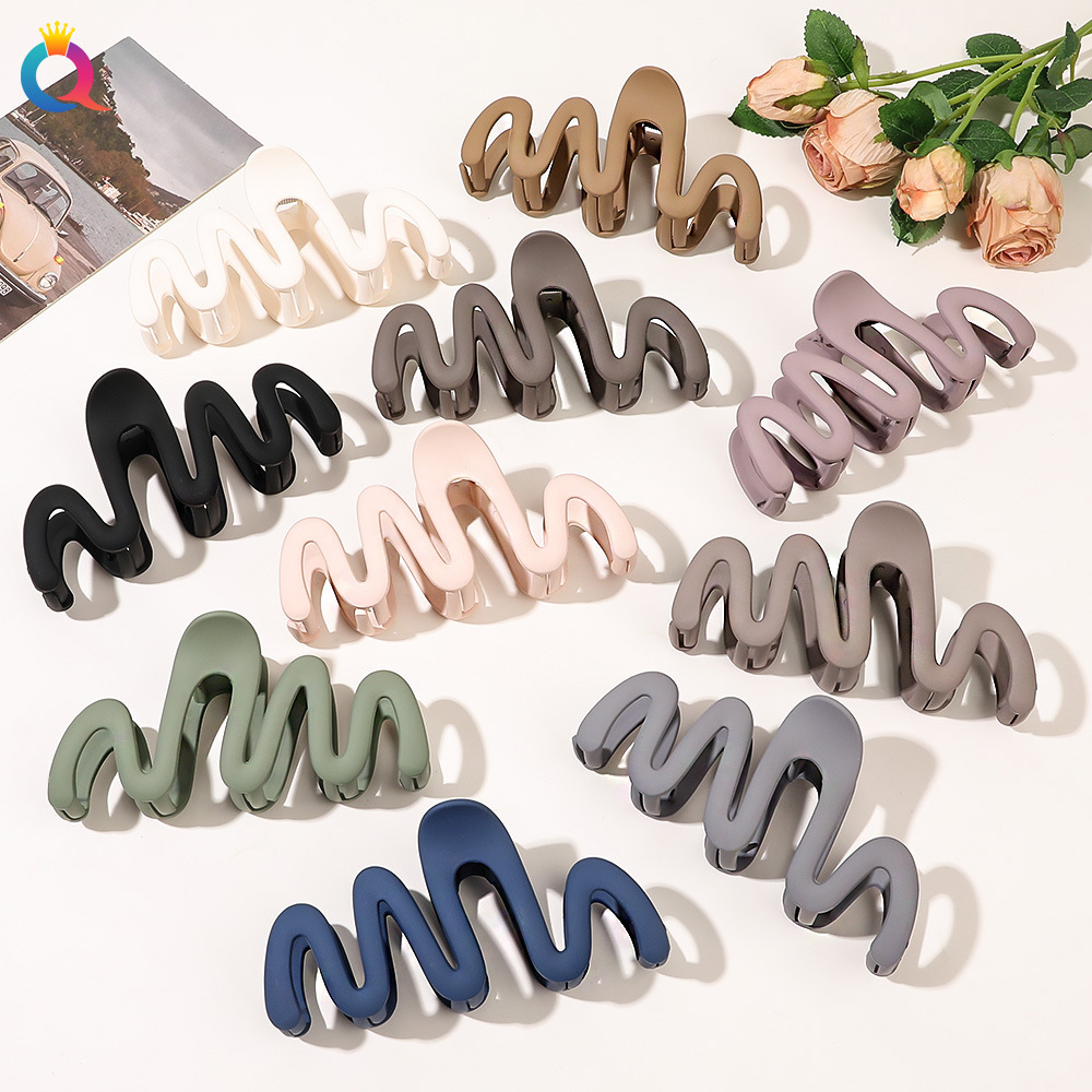 Qiyue Cross-border oversized high-end wavy hair clips, shark hair clips, large quantity, back head updo, grappling clips, hair accessories wholesale full figure