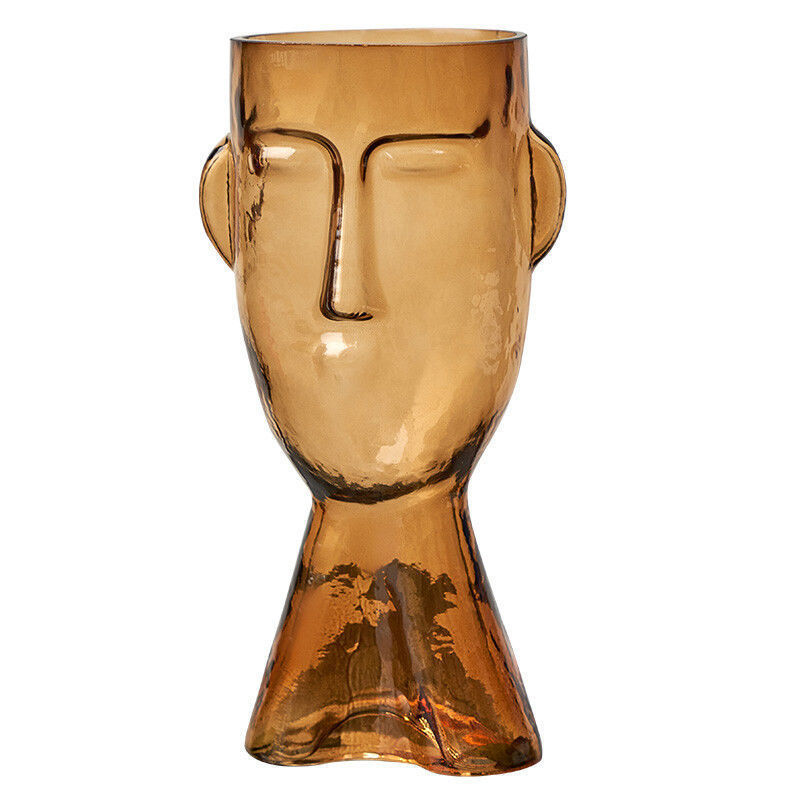 European-style simple face glass vase, hydroponic and hydroponic fresh flowers, green plants and dried flowers, creative countertop decoration for living room home Item Picture