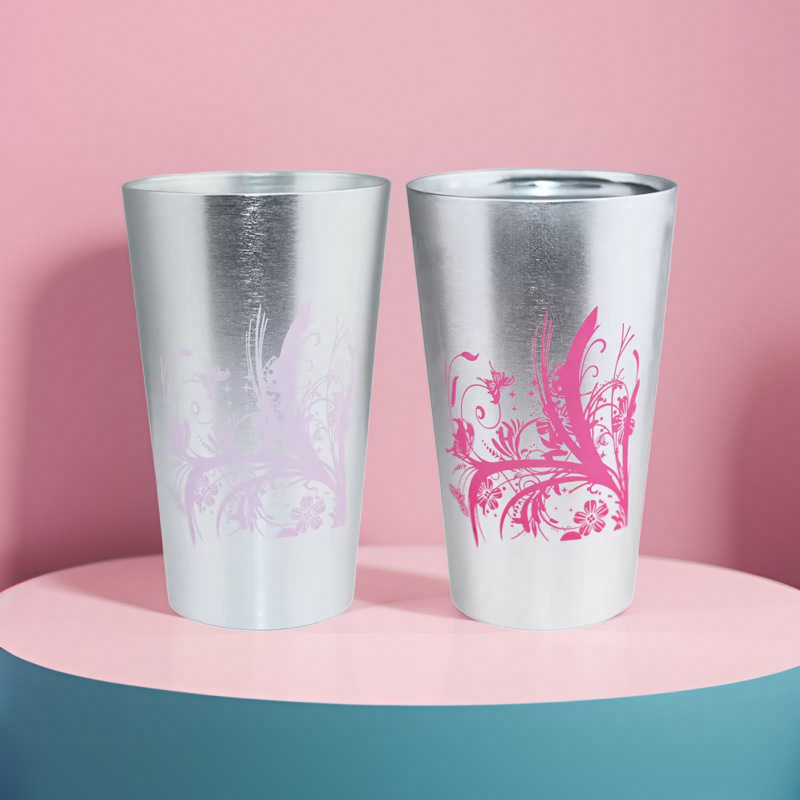 490ML LOGO printable alumina cup, food-grade recyclable aluminum cup, aluminum color-changing beer mug full figure