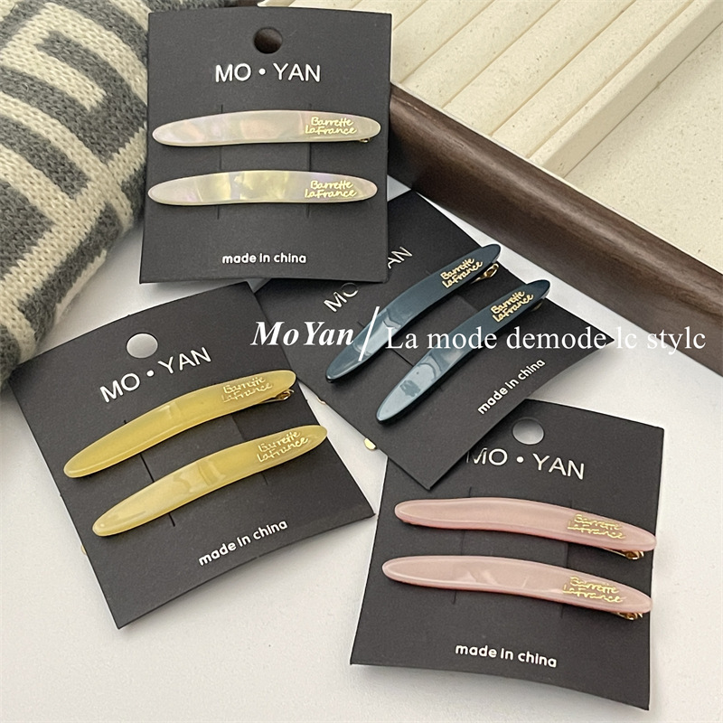 Korean acetic acid gold label small willow leaf hair clip, French simple and elegant style, side clip, bangs clip, one-line pair clip Specification drawing