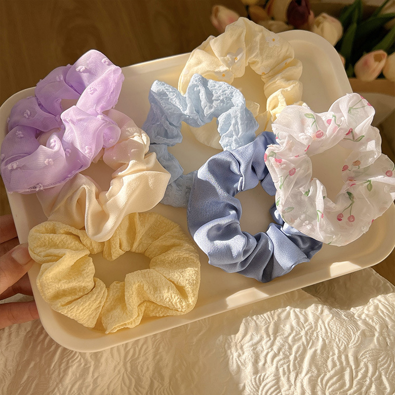 Free shipping: Pork intestine hair band, Korean style, ins floral hair band, high-end hair tie, leather band 5-piece set Application Scenario
